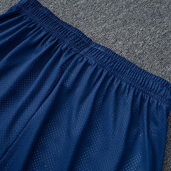 Eric Emanuel EE logo Red Flame Print Casual Blue Sports Shorts - Picture 5 of 12